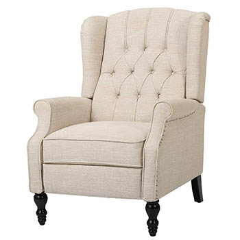 Elizabeth Light Beige Tufted Fabric Arm Chair - Best High End Recliner